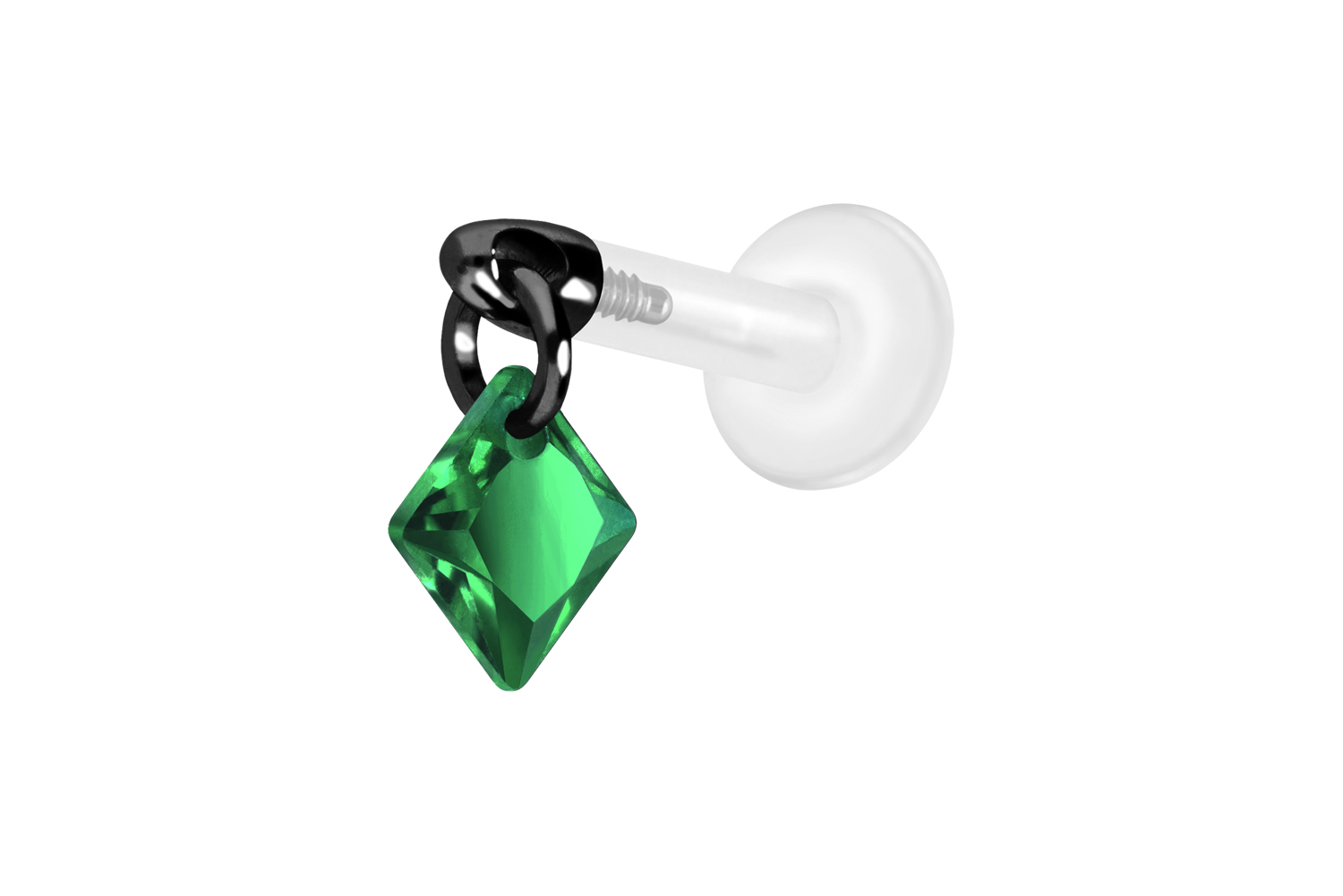 PTFE Labret Piercing mit Innengewinde + Titan-Aufsatz KRISTALLQUADRAT